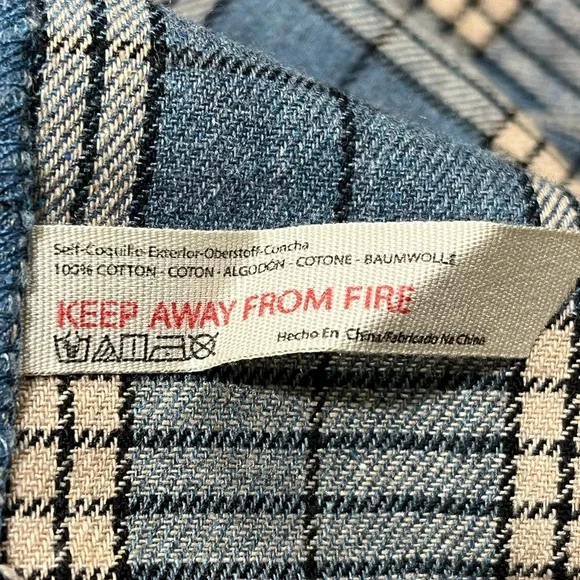 Free People NWOT, 3/4 sleeves, blue/ beige flannel top, S/P - Picture 8 of 8